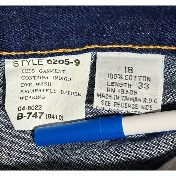 Vintage 1980 Britannia Jeans Size 18 High Rise Waisted Indigo Blue Denim - Picture 4 of 10